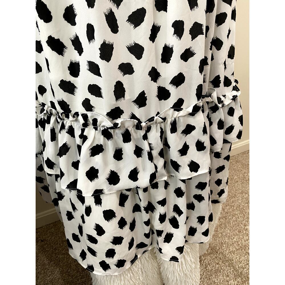 Stylish Black and White Ruffle Mini Dress - Picture 10 of 10